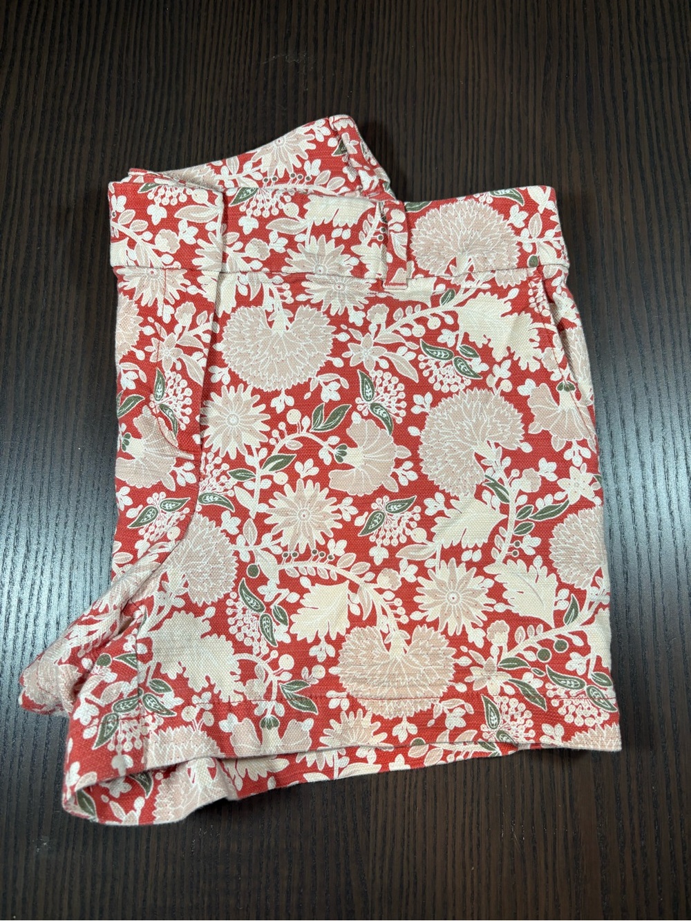 LOFT coral/pink floral 4” short size 10